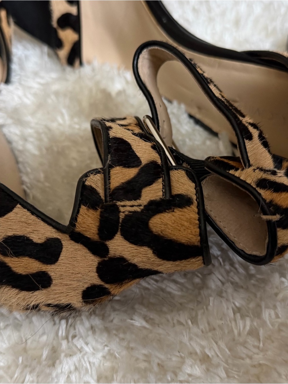 Calvin Klein Leopard Print Ankle-Strap Stiletto Heels - Black & Tan - Picture 7 of 9